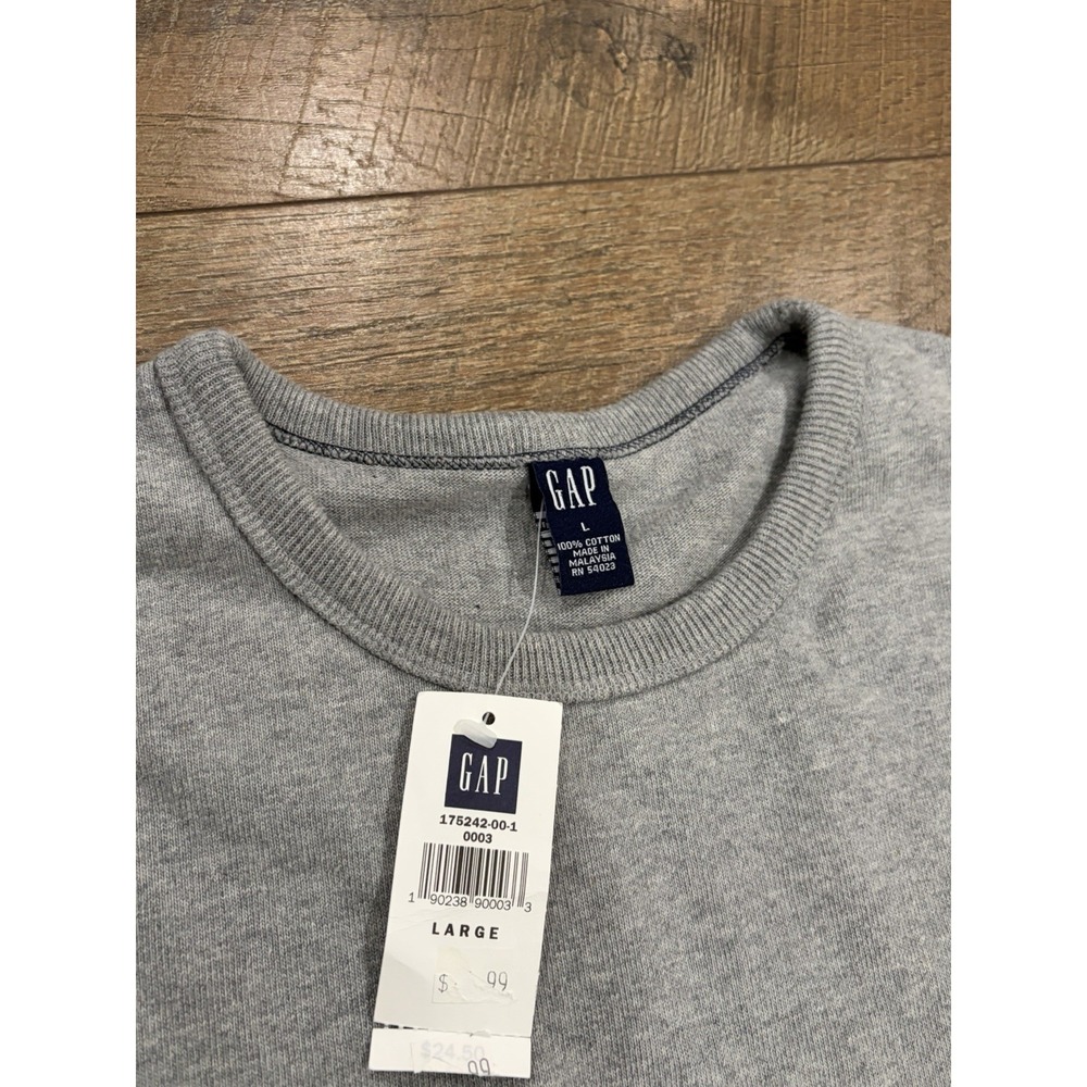NWT Vintage Y2k GAP Two Toned Blank Crewneck Sweatshirt Grey Navy Blue Large '02 - Picture 3 of 10